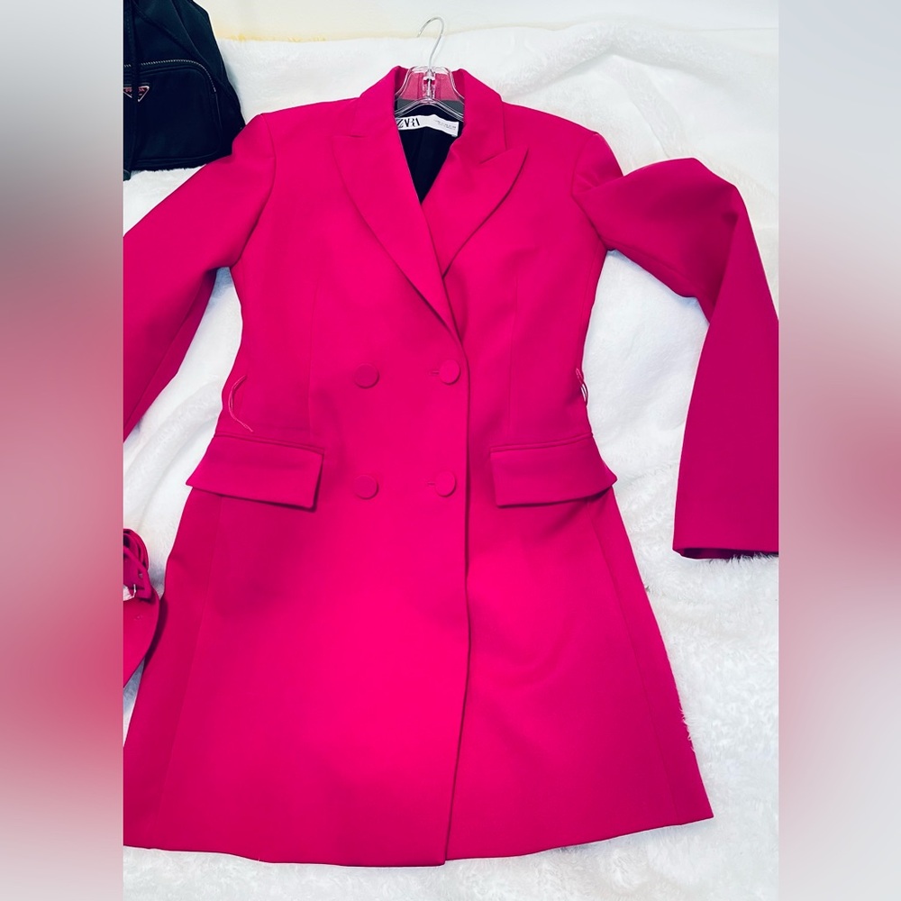 Zara Vibrant Pink Long Sleeve Dress - Picture 2 of 6